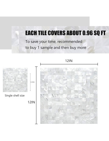 Azulejos de Concha KASARO 30.48x30.48cm Blanco Retro