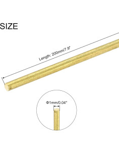 Barra Redonda de Latón 1mm x 200mm uxcell - 10 Piezas para DIY 2