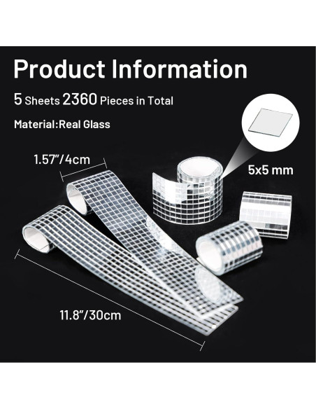 Azulejos de Mosaico Autoadhesivos PP OPOUNT 2360 Piezas 5x5mm