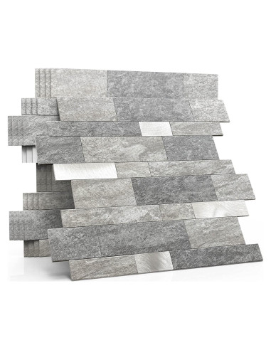 Azulejo Autoadhesivo MOFIT 3D Mosaico Lineal Mate 5 Hojas