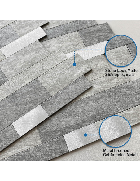 Azulejo Autoadhesivo MOFIT 3D Mosaico Lineal Mate 5 Hojas