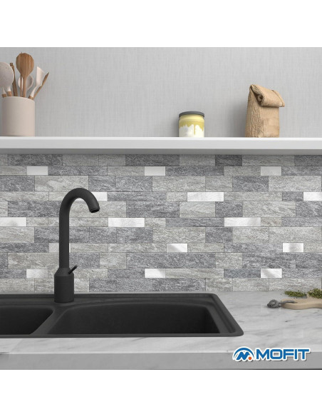 Azulejo Autoadhesivo MOFIT 3D Mosaico Lineal Mate 5 Hojas