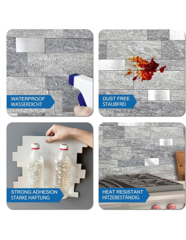 Azulejo Autoadhesivo MOFIT 3D Mosaico Lineal Mate 5 Hojas