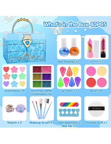 Juego de Maquillaje Lavable PLOOHT 48 en 1 para Niñas