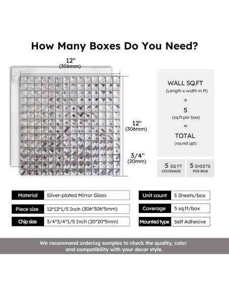 Azulejo de Espejo Autoadhesivo Diflart 5 Hojas 20x20 mm