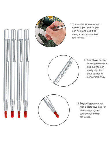 4 Piezas Scriber de Carburo de Tungsteno HexinYigjly 14 cm