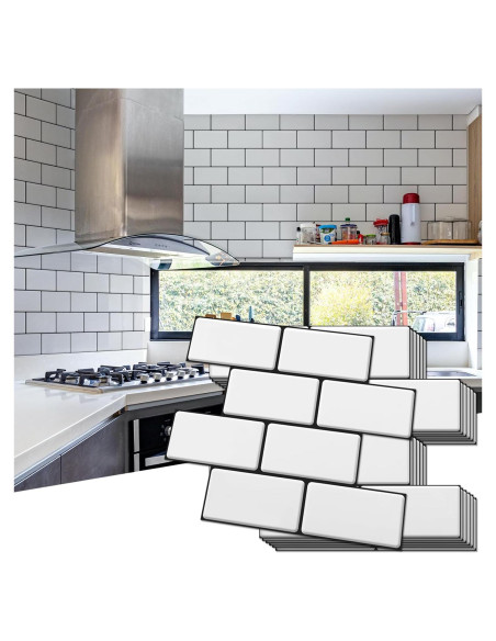 Azulejos Autoadhesivos Art3d 10 Piezas 32x27 cm Blanco