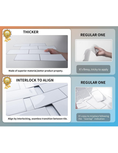 Azulejos Autoadhesivos Art3d 10 Piezas 32x27 cm Blanco