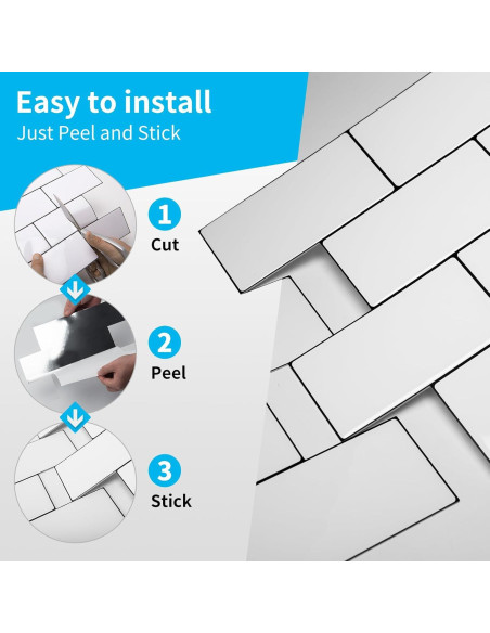 Azulejos Autoadhesivos Art3d 10 Piezas 32x27 cm Blanco