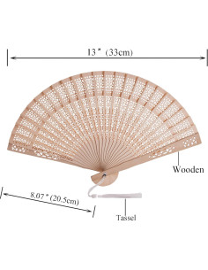 50 Abanicos de Madera SL Crafts con Bolsas y Etiquetas 2