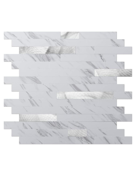 Azulejo Autoadhesivo Art3d 10 Hojas PVC 34x30 cm Blanco