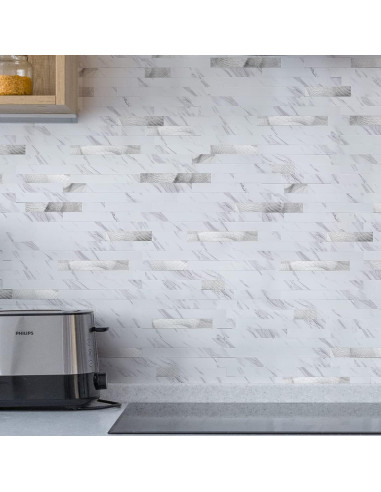 Azulejo Autoadhesivo Art3d 10 Hojas PVC 34x30 cm Blanco