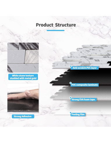 Azulejo Autoadhesivo Art3d 10 Hojas PVC 34x30 cm Blanco