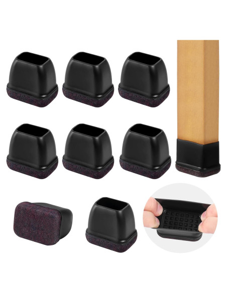 Tapas de patas de silla GAGUIUP 8PCS Silicona Rectangular 25-33mm