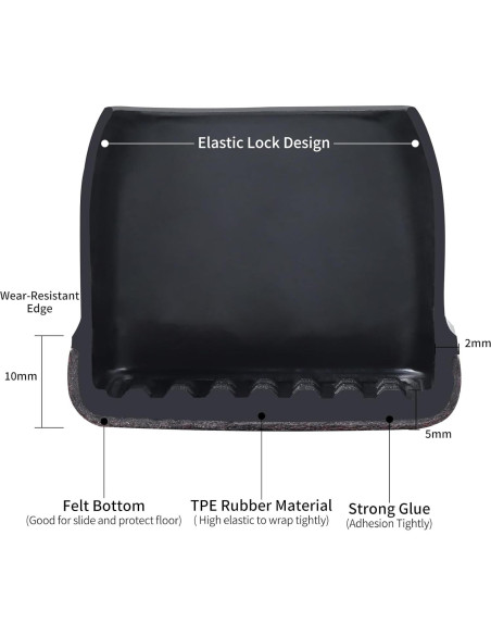 Tapas de patas de silla GAGUIUP 8PCS Silicona Rectangular 25-33mm