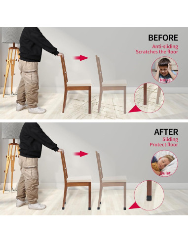 Tapas de patas de silla GAGUIUP 8PCS Silicona Rectangular 25-33mm