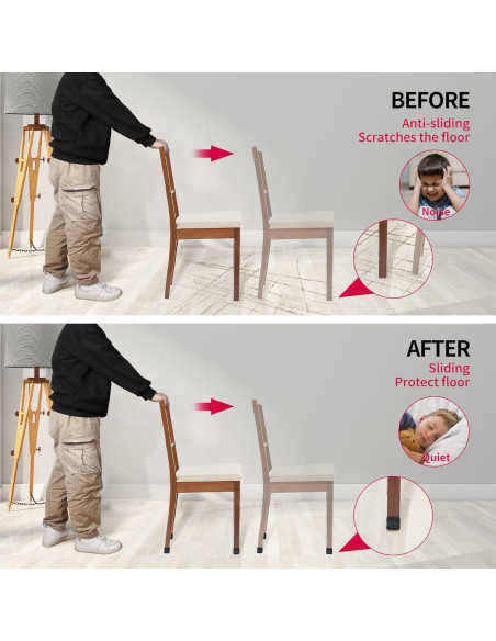 Tapas de patas de silla GAGUIUP 8PCS Silicona Rectangular 25-33mm