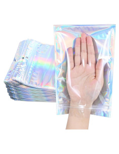 Paquete de 100 Bolsas Holográficas Reutilizables Soulake 7.6x12.2 cm