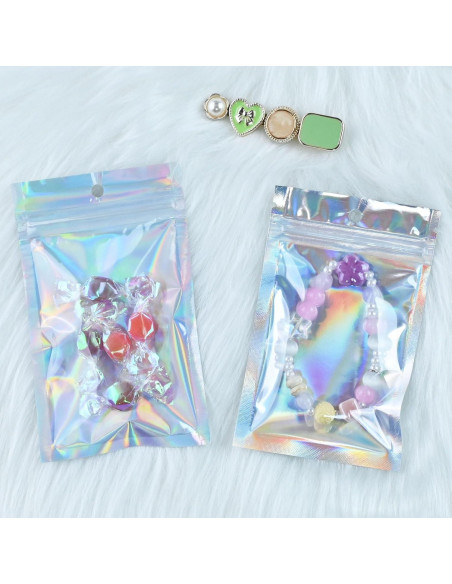 Paquete de 100 Bolsas Holográficas Reutilizables Soulake 7.6x12.2 cm