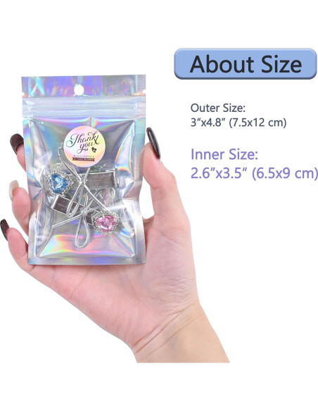 Paquete de 100 Bolsas Holográficas Reutilizables Soulake 7.6x12.2 cm