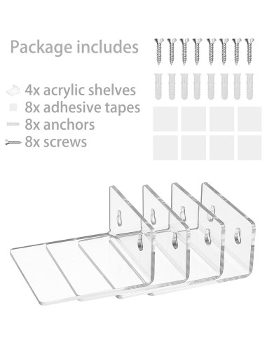 Estantes Flotantes de Acrílico LUOBAO 4 Piezas 9.9 cm