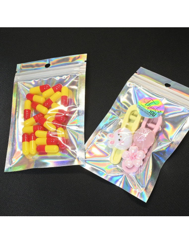 Paquete de 100 Bolsas Holográficas Reutilizables Soulake 7.6x12.2 cm