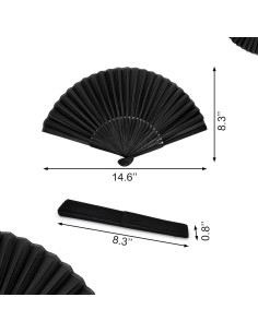 Ventilador de Mano Plegable BlingKingdom Negro de Bambú 21cm 2