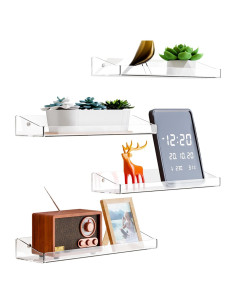 Estantes Acrílicos Yieach 4 Piezas para Pared Sin Perforación