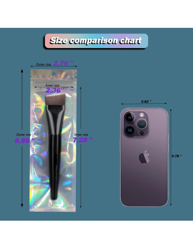 100 Bolsas Holográficas Resellables Motomy 6.1x22.86 cm