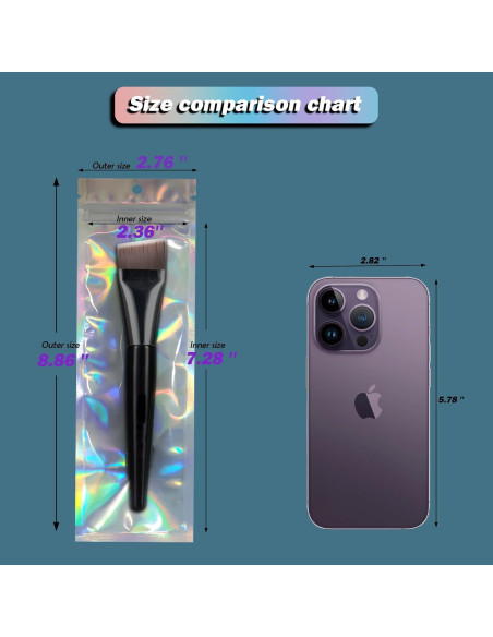 100 Bolsas Holográficas Resellables Motomy 6.1x22.86 cm