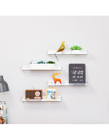 Estantes Acrílicos Yieach 4 Piezas para Pared Sin Perforación