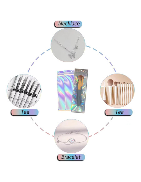 100 Bolsas Holográficas Resellables Motomy 6.1x22.86 cm