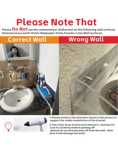 Estantes Acrílicos Yieach 4 Piezas para Pared Sin Perforación