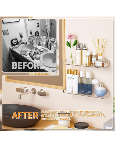 Estantes Acrílicos Yieach 4 Piezas para Pared Sin Perforación