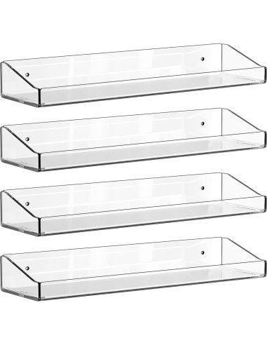 Estantes Acrílicos Yieach 4 Piezas para Pared Sin Perforación