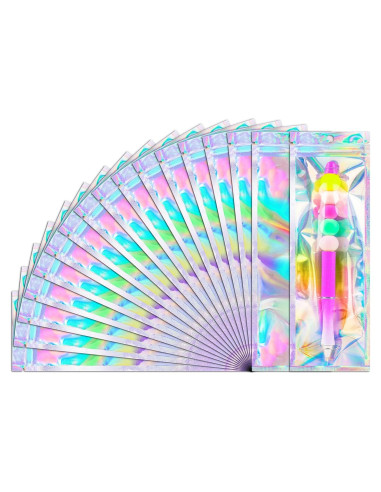 Bolsas Holográficas Re sellables FUNFERY 100 Unidades 6.86x22.86 cm