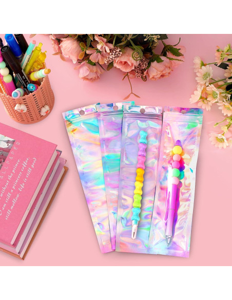 Bolsas Holográficas Re sellables FUNFERY 100 Unidades 6.86x22.86 cm