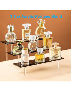 Soporte Organizador de Perfume Acrílico Negro 3 Niveles 29.5x20.3cm 2