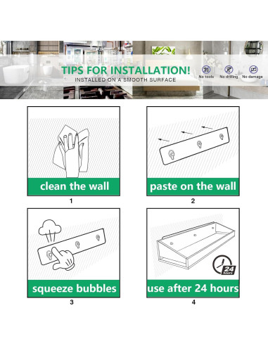 Estantes de Ducha Bakzon de Acrílico Transparente - 2 Piezas