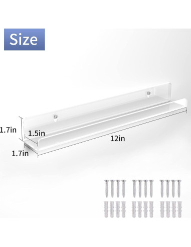 Estante de Pared Acrílico Transparente Laurensory 30 cm - Paquete de 6