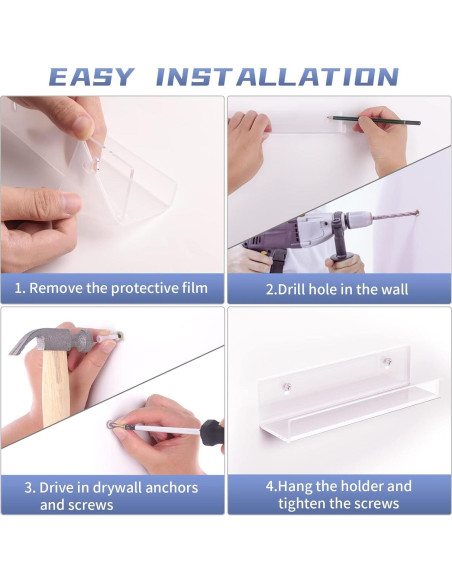 Estante de Pared Acrílico Transparente Laurensory 30 cm - Paquete de 6