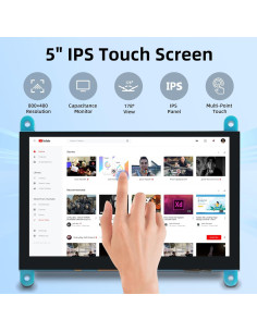 Monitor Táctil Capacitivo 5" iPistBit 800x480 HDMI Raspberry Pi 2