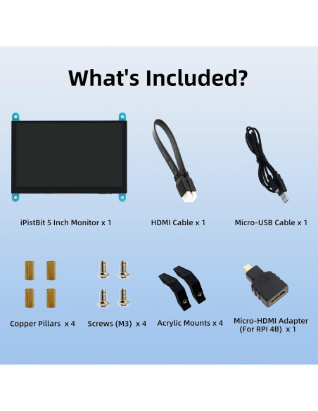 Monitor Táctil Capacitivo 5" iPistBit 800x480 HDMI Raspberry Pi