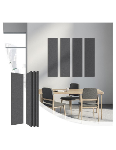 Paneles Acústicos Olanglab Absorbentes de Sonido 4 Pzas 48x12 cm Gris