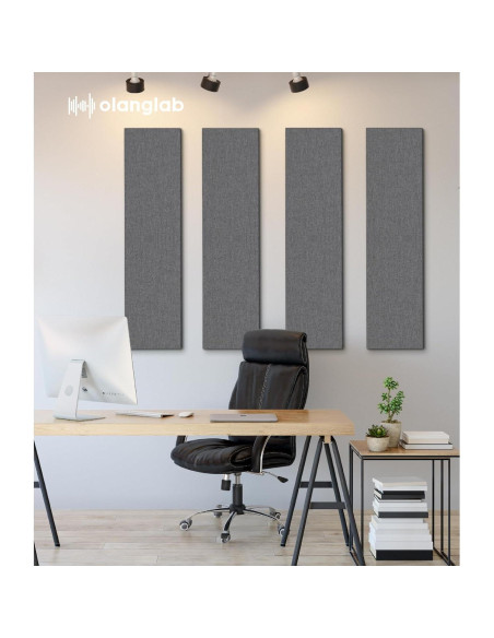 Paneles Acústicos Olanglab Absorbentes de Sonido 4 Pzas 48x12 cm Gris