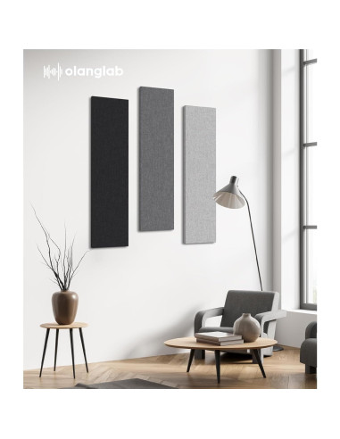 Paneles Acústicos Olanglab Absorbentes de Sonido 4 Pzas 48x12 cm Gris