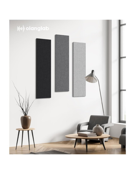 Paneles Acústicos Olanglab Absorbentes de Sonido 4 Pzas 48x12 cm Gris