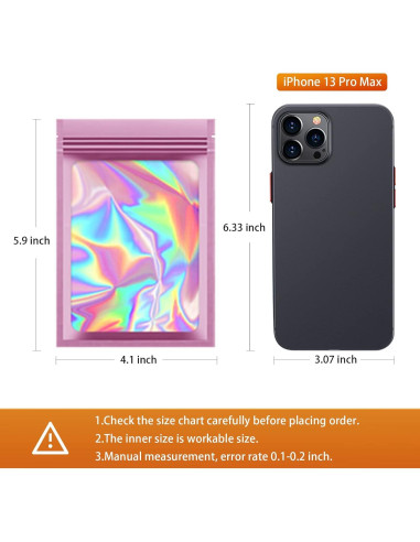 100 Bolsas Mylar Reutilizables LoraLosa 10.4x15 cm Rosa