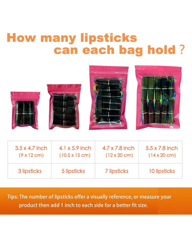 100 Bolsas Mylar Reutilizables LoraLosa 10.4x15 cm Rosa