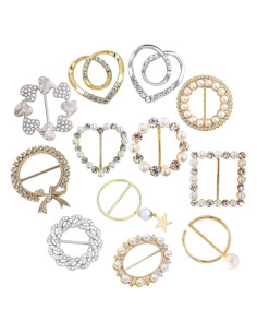 Clips de Bufanda y Corbata TXZWJZ - 12 Piezas con Perlas y Strass